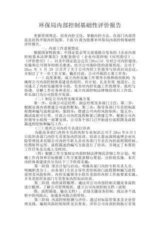 环保局内部控制基础性评价报告