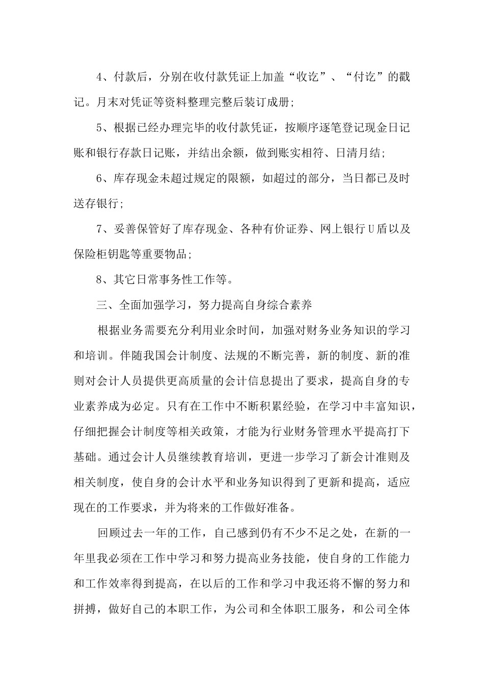 现金出纳工作总结模板5篇_第2页