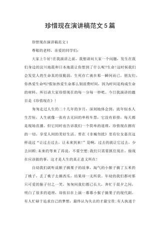 珍惜现在演讲稿范文5篇