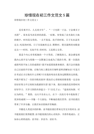 珍惜现在初三作文范文5篇