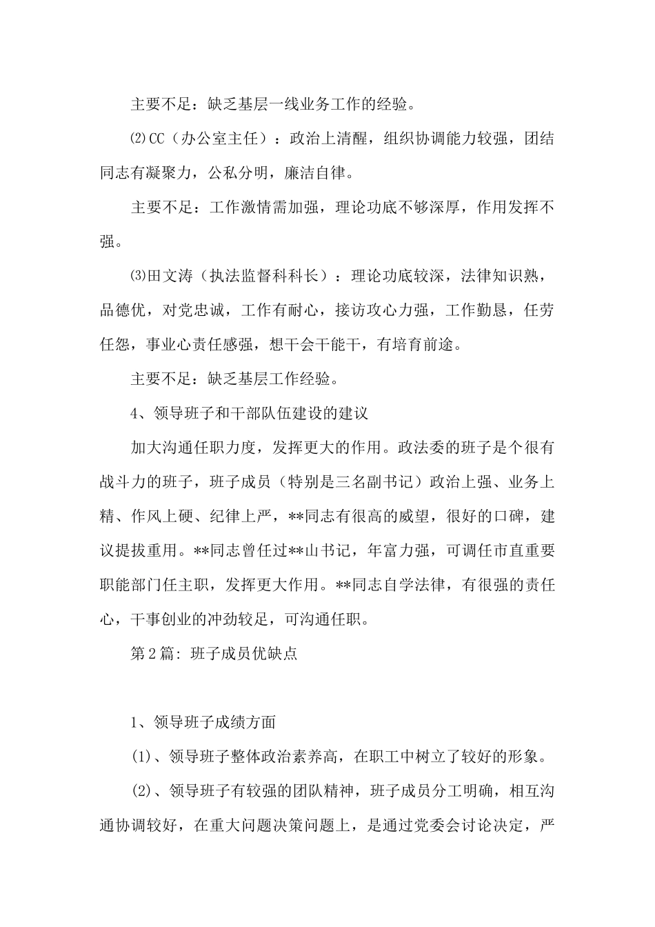 班子成员优缺点集合4篇_第2页