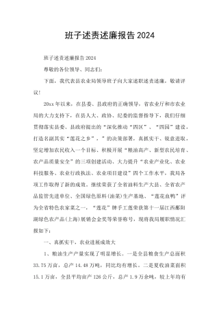 班子述责述廉报告2024