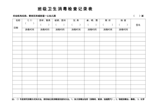 班级卫生消毒检查记录表