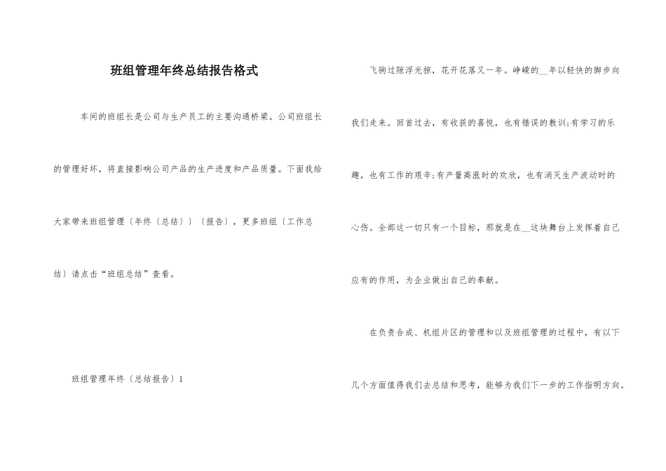 班组管理年终总结报告格式_第1页