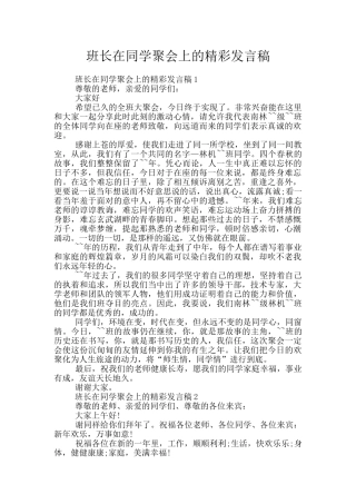 班长在同学聚会上的精彩发言稿