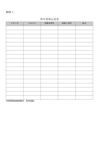 班车消毒记录表
