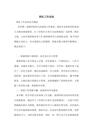 班队工作总结