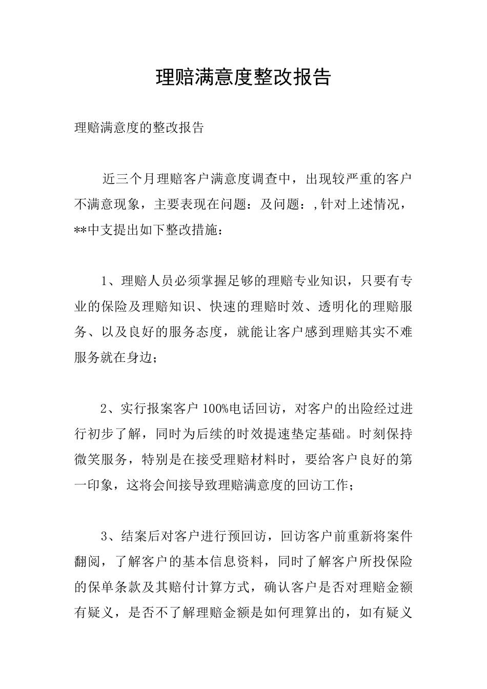 理赔满意度整改报告_第1页