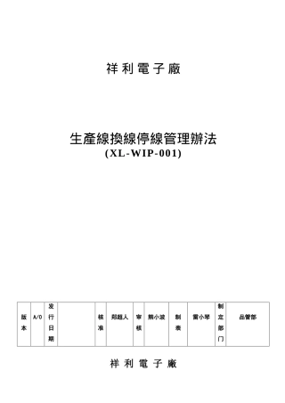 生产线换线停线管理办法