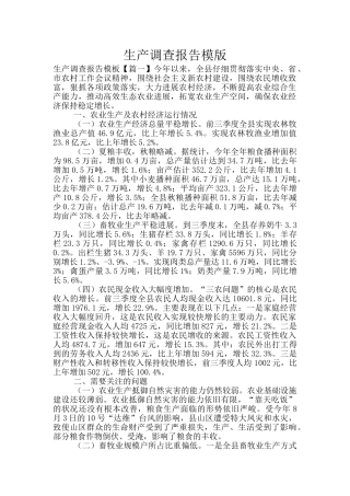 生产调查报告模版