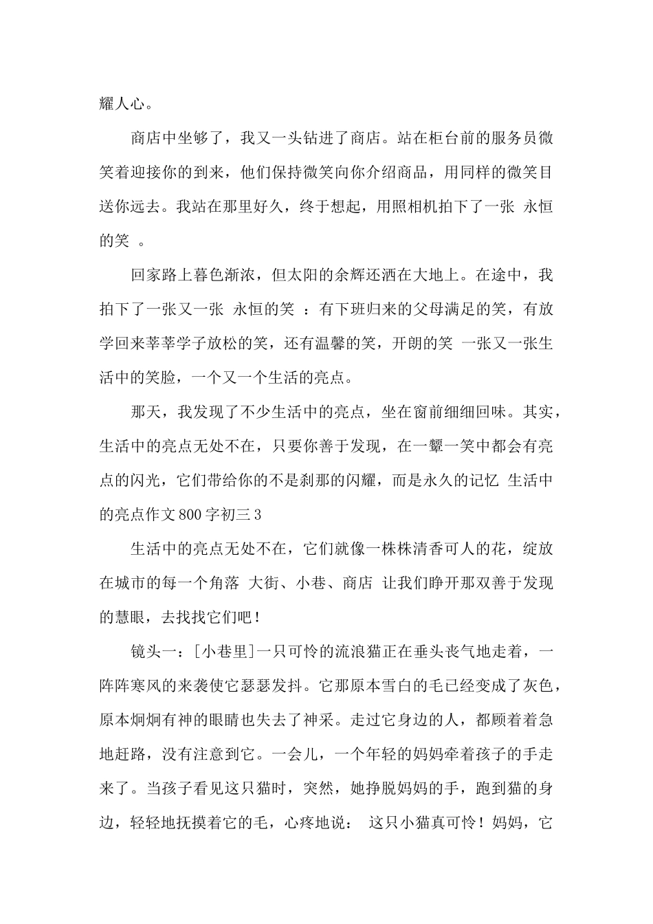 生活中的亮点作文800字初三_第3页