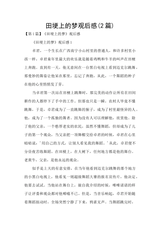 田埂上的梦观后感