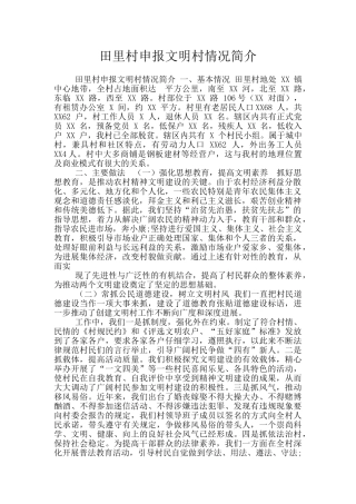 田里村申报文明村情况简介