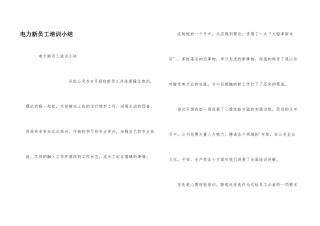 电力新员工培训小结