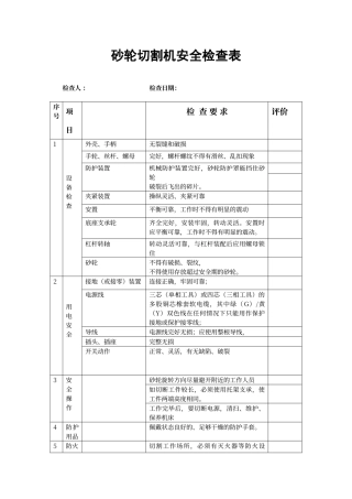 电动工具安全检查表