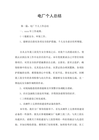 电厂个人总结