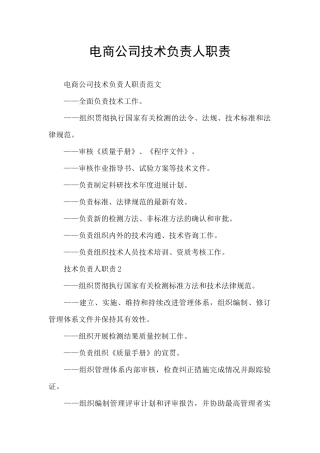 电商公司技术负责人职责