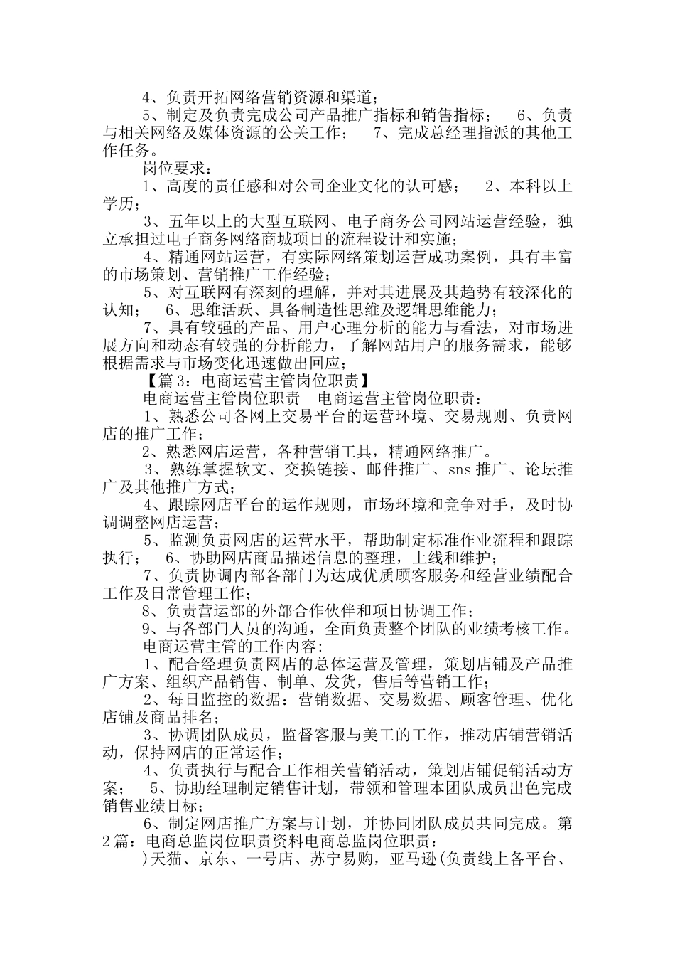 电商总监岗位职责和任职要求_第3页