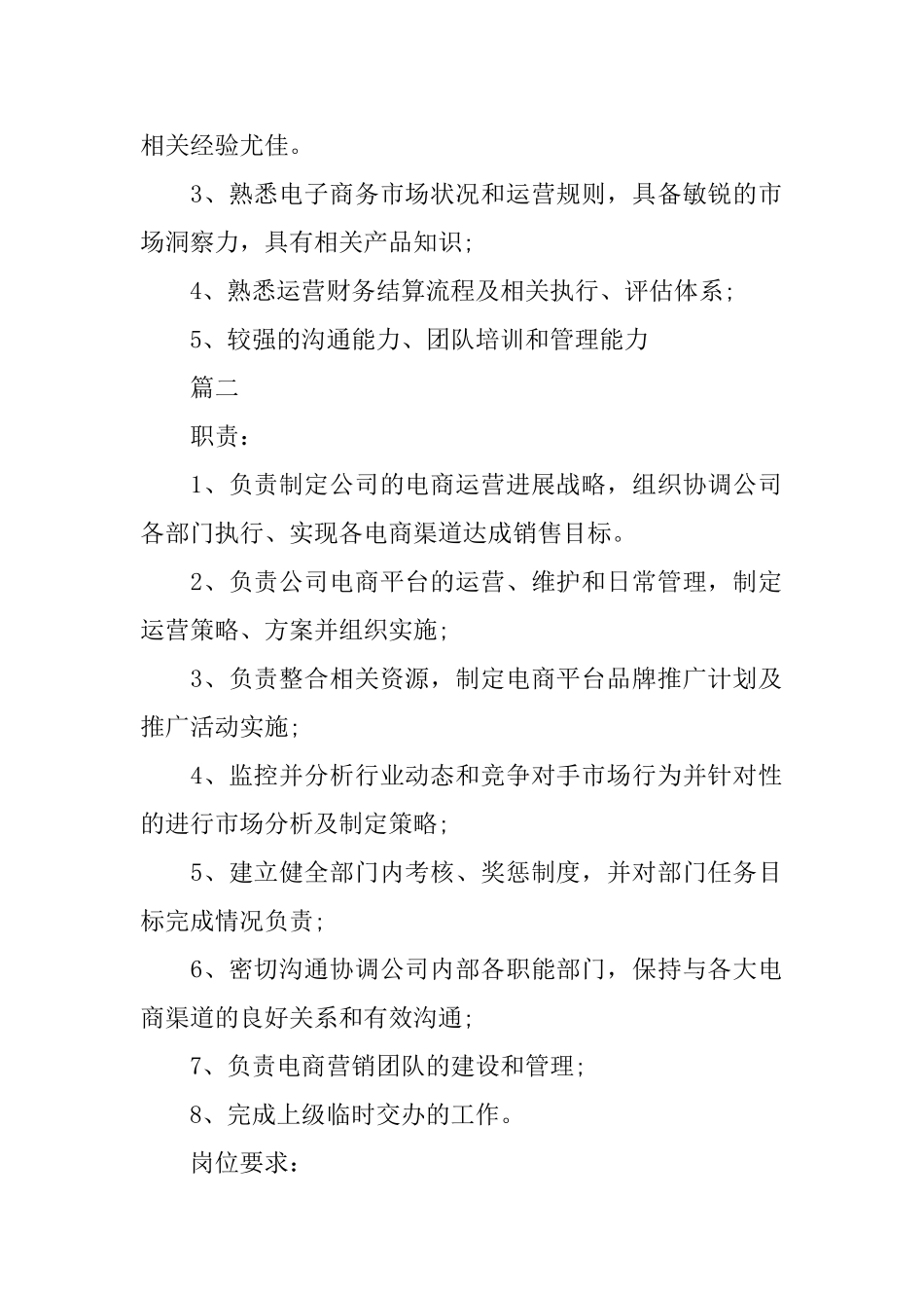 电商运营总监工作的主要职责概述_第2页