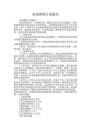 电商销售计划报告