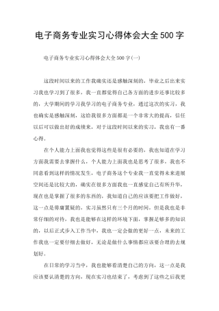 电子商务专业实习心得体会大全500字