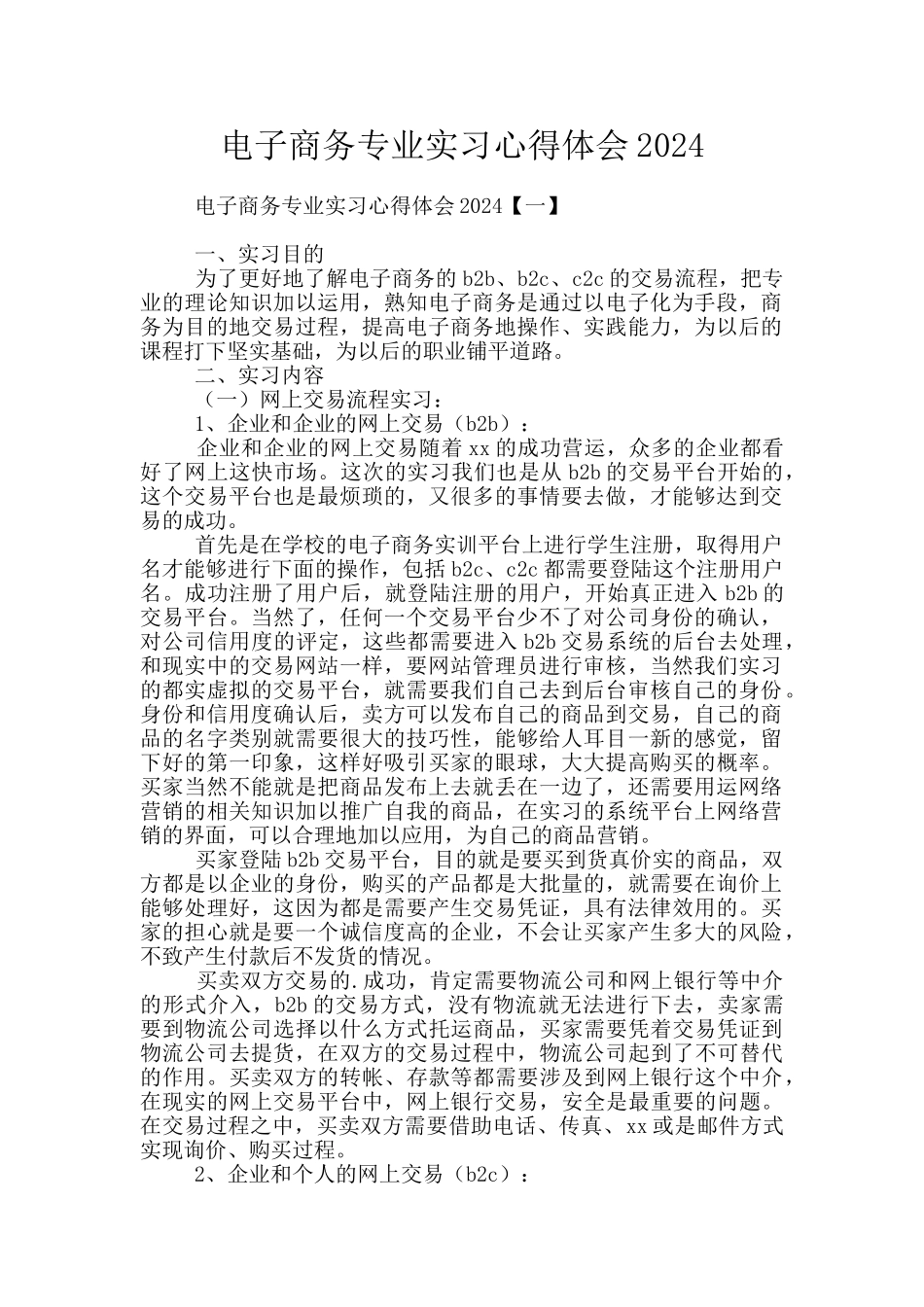 电子商务专业实习心得体会2024_第1页