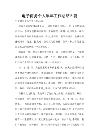 电子商务个人半年工作总结5篇
