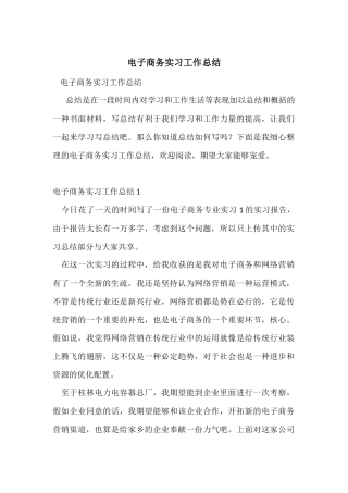 电子商务实习工作总结-1