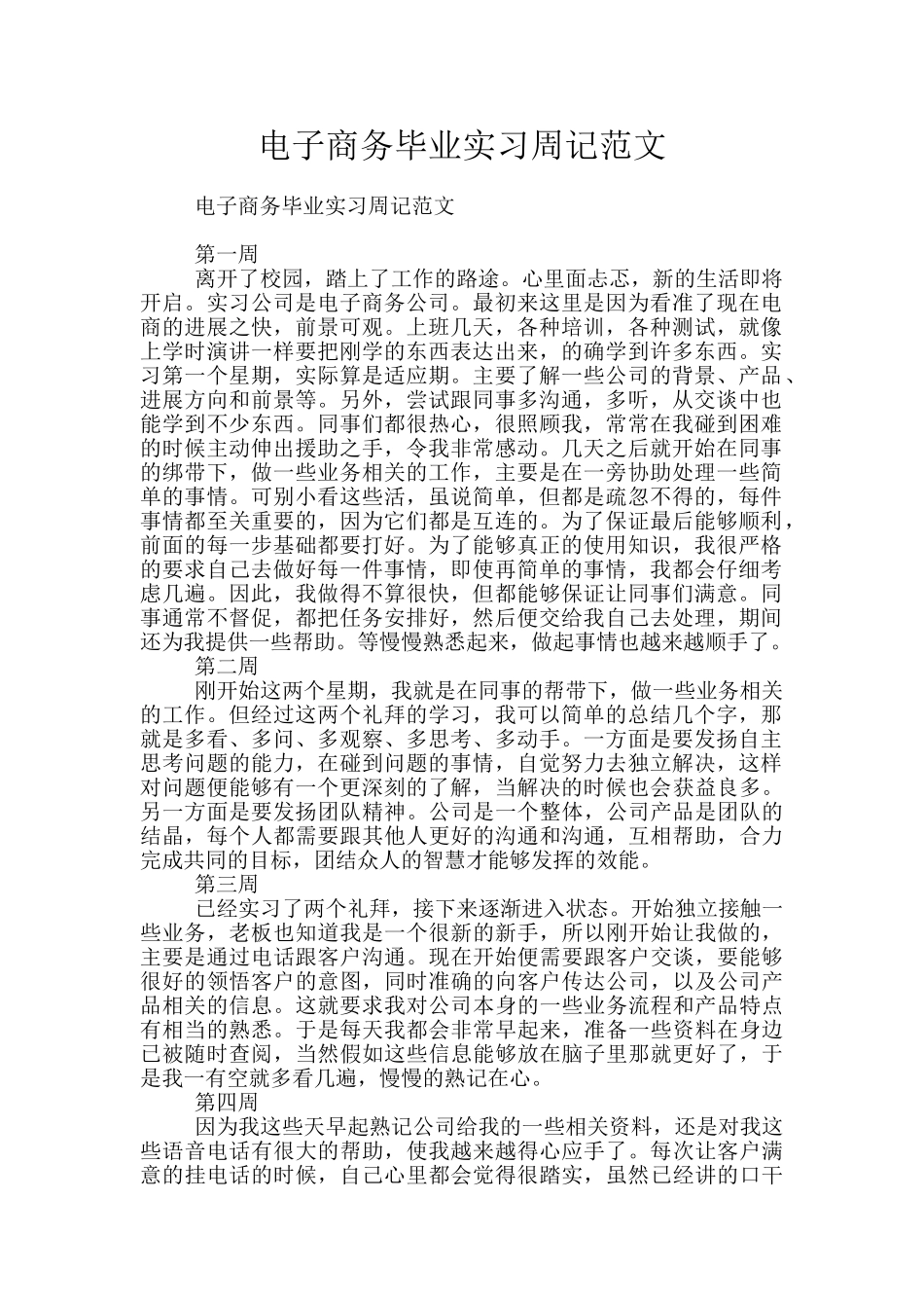 电子商务毕业实习周记范文_第1页
