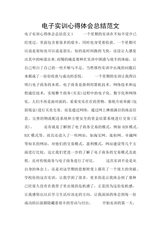 电子实训心得体会总结范文