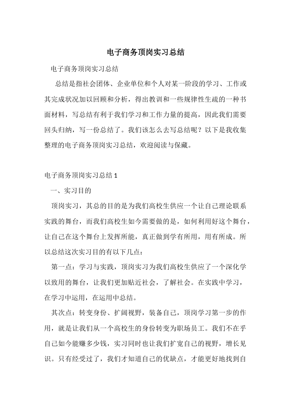 电子商务顶岗实习总结_第1页