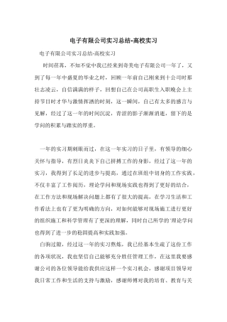 电子有限公司实习总结