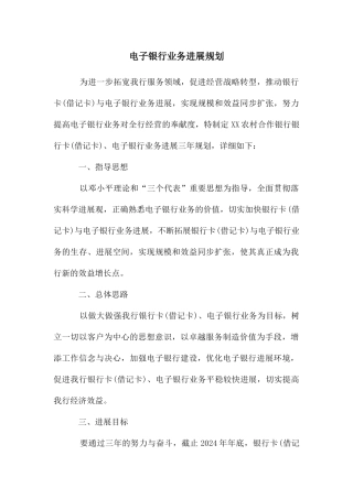 电子银行业务发展规划