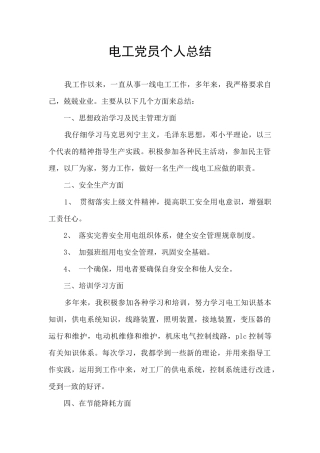 电工党员个人总结