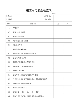 电工安全检查表