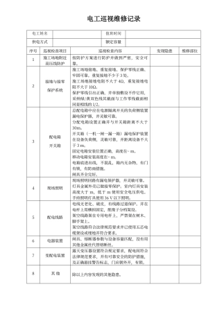 电工巡视维修记录表