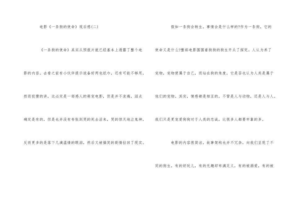 电影《一条狗的使命》观后感4则_第3页