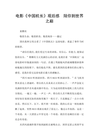 电影《中国机长》观后感