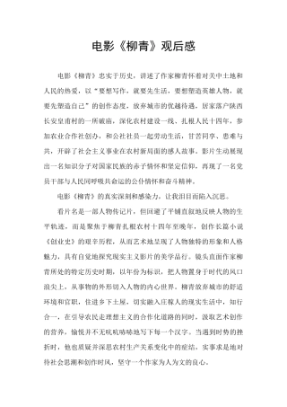 电影《柳青》观后感