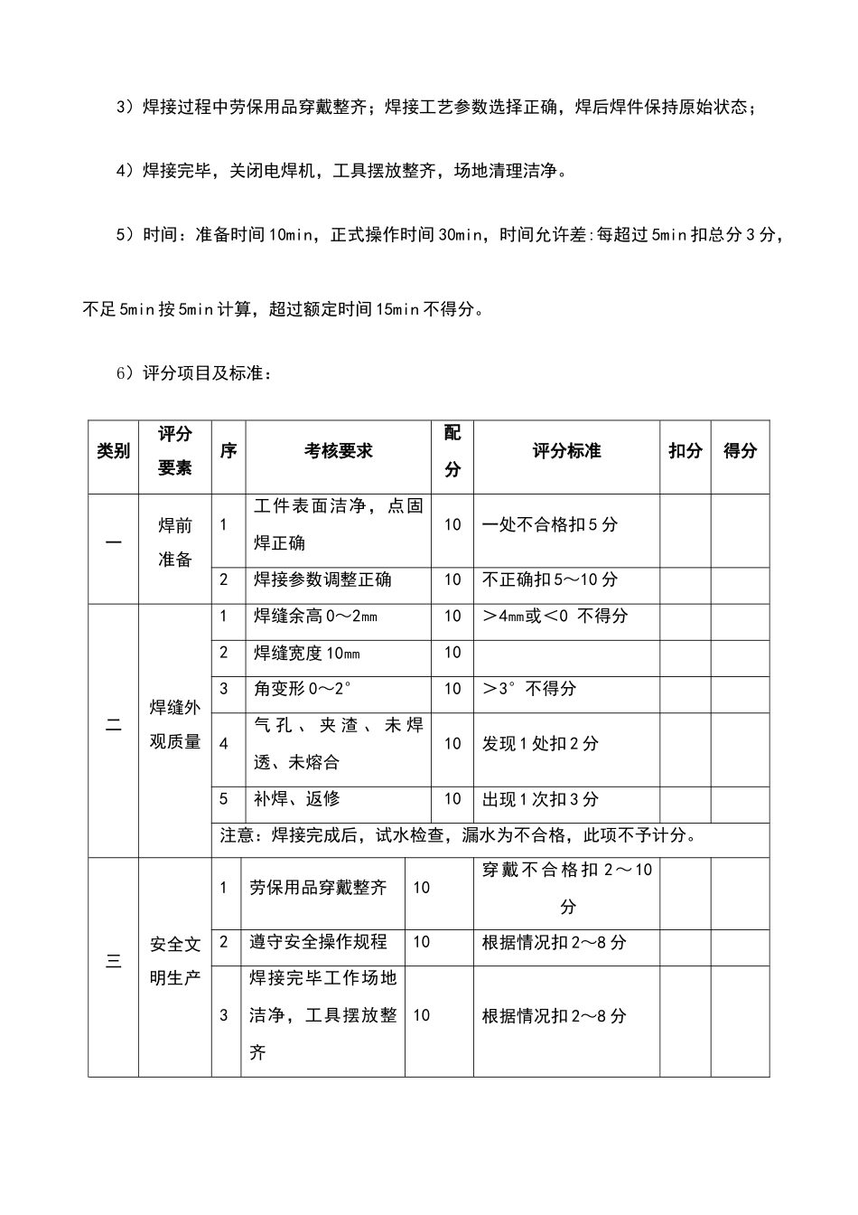 电焊、气割操作技能比赛评分标准_第3页