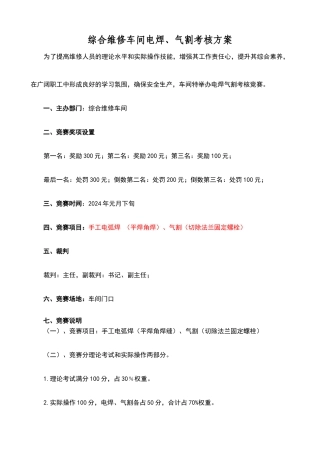 电焊、气割操作技能比赛评分标准