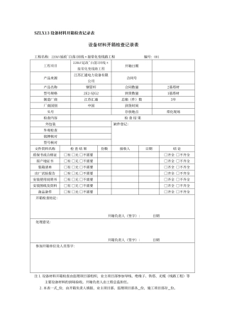 电缆开箱检查记录表