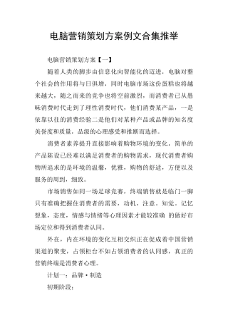 电脑营销策划方案例文合集推荐