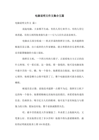 电脑说明文作文集合五篇