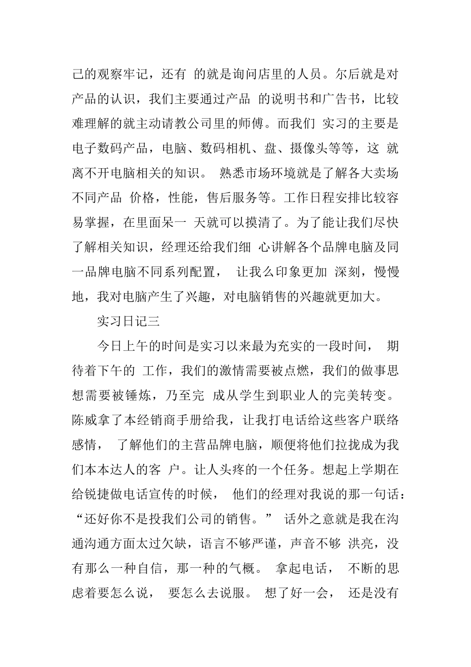 电脑销售实习日记范文汇总_第2页
