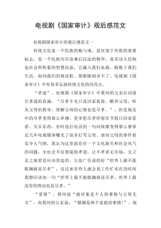 电视剧《国家审计》观后感范文