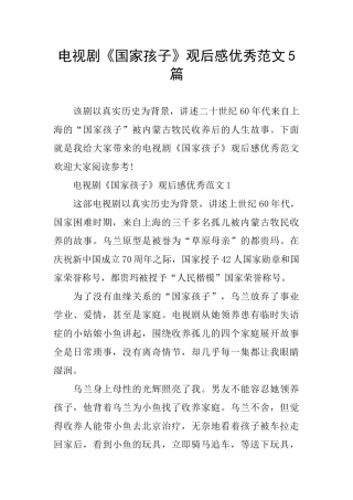 电视剧《国家孩子》观后感优秀范文5篇