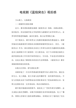 电视剧《蓝焰突击》观后感