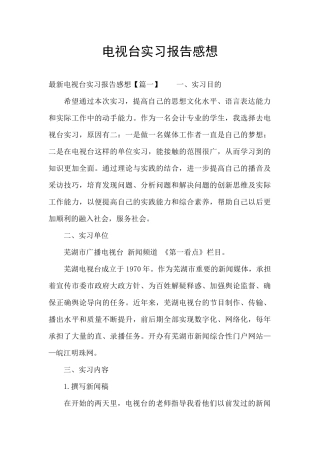 电视台实习报告感想