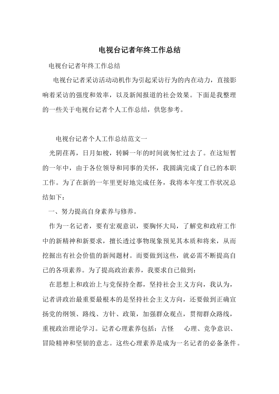 电视台记者年终工作总结_第1页